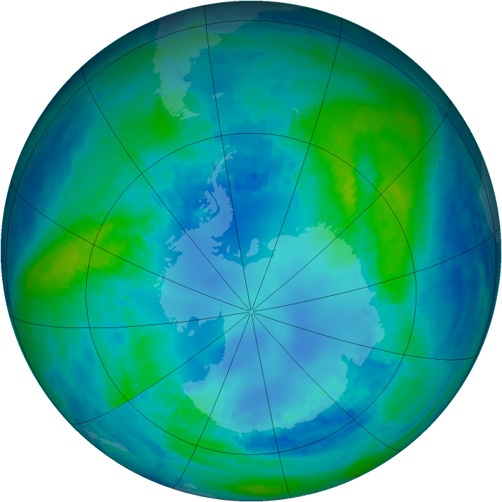 Antarctic ozone map for 24 April 2002